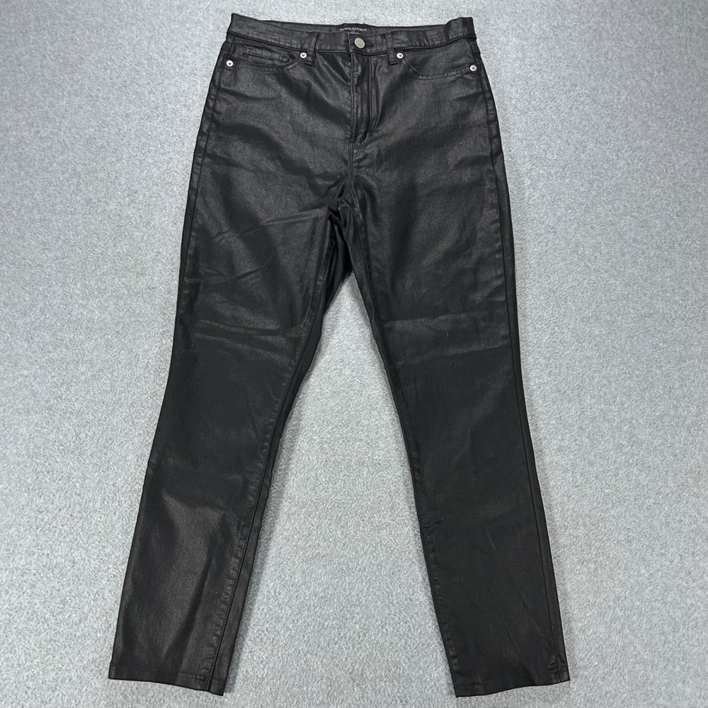 Banana Republic Pants High Rise Skinny Womens 29 Black Coated Edgy Chic